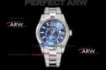 Best Swiss Clone Rolex Sky-Dweller Blue Dial Iced Out Diamond 9001 Watch